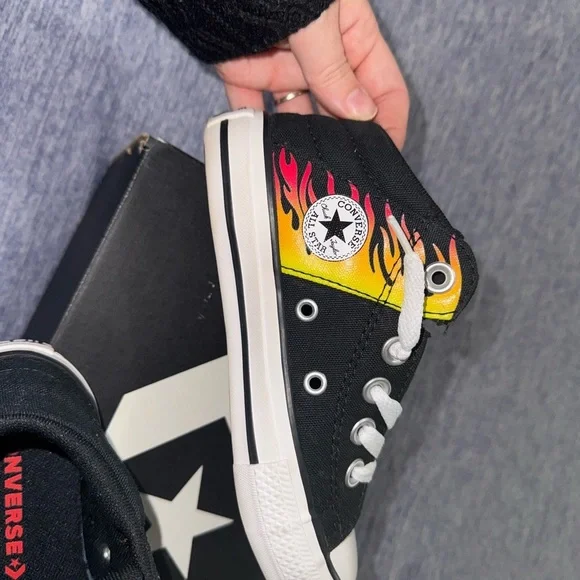 Converse Kids Black and Yellow Flame Sneakers - Picture 7 of 12